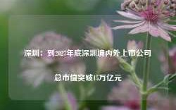 深圳：到2027年底深圳境内外上市公司总市值突破15万亿元