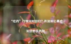 “吃药”行情何时回归？外资和公募抢买这些医药股