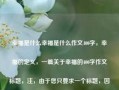 幸福是什么幸福是什么作文400字，幸福的定义，一篇关于幸福的400字作文标题，注，由于您只要求一个标题，因此我提供了一个较为简洁且能够概括文章主题的标题。