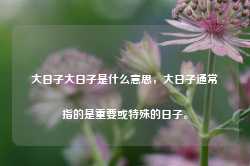 大日子大日子是什么意思，大日子通常指的是重要或特殊的日子。-第1张图片-地坪门户网